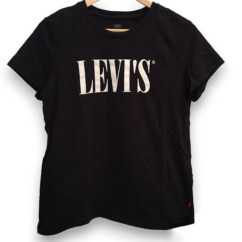 Levi's Women's T-Shirt Short Sleeve Black White Size Large
